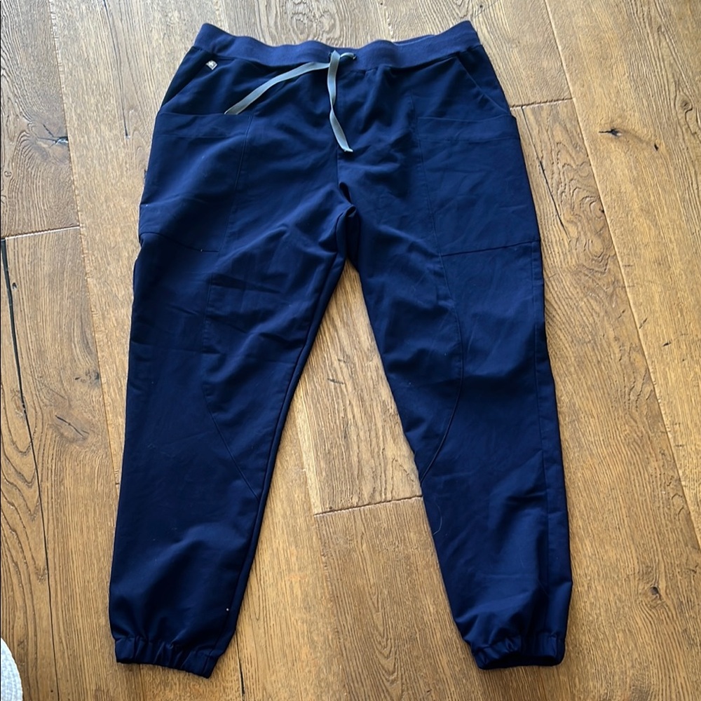 Figs Blue jogger Pants with Elastic Cuffs and Drawstring‎ Waist XL
